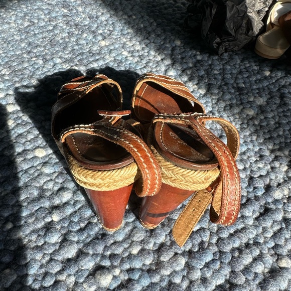 Christian Louboutin Brown Pig Stitching Wedge Sandal 4.5” - Picture 3 of 5